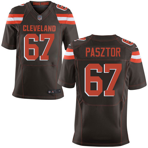 Men's Elite Austin Pasztor Nike Jersey Brown Home - #67 NFL Cleveland Browns